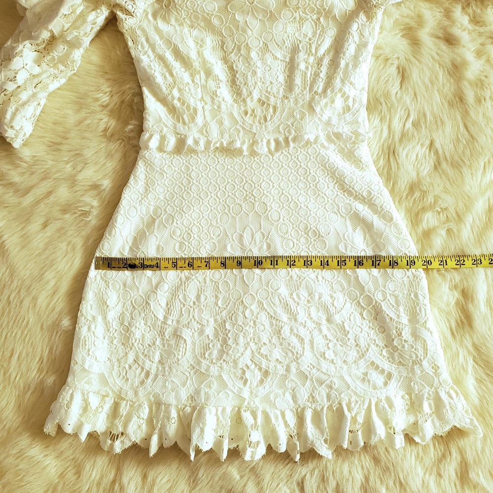 Parker Irma Lace Off the Shoulder Dress in White Size 8 - Picture 12 of 12